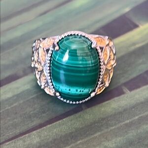 Malachite Gemstone Gold Ring